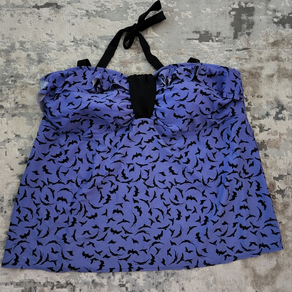 Blue and Black Swim Top Halter Top Size 24W